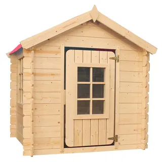 TIMBELA Kinderspielhaus aus Holz M570R-1 1 m2 ohne Boden Dachfarbe Rot