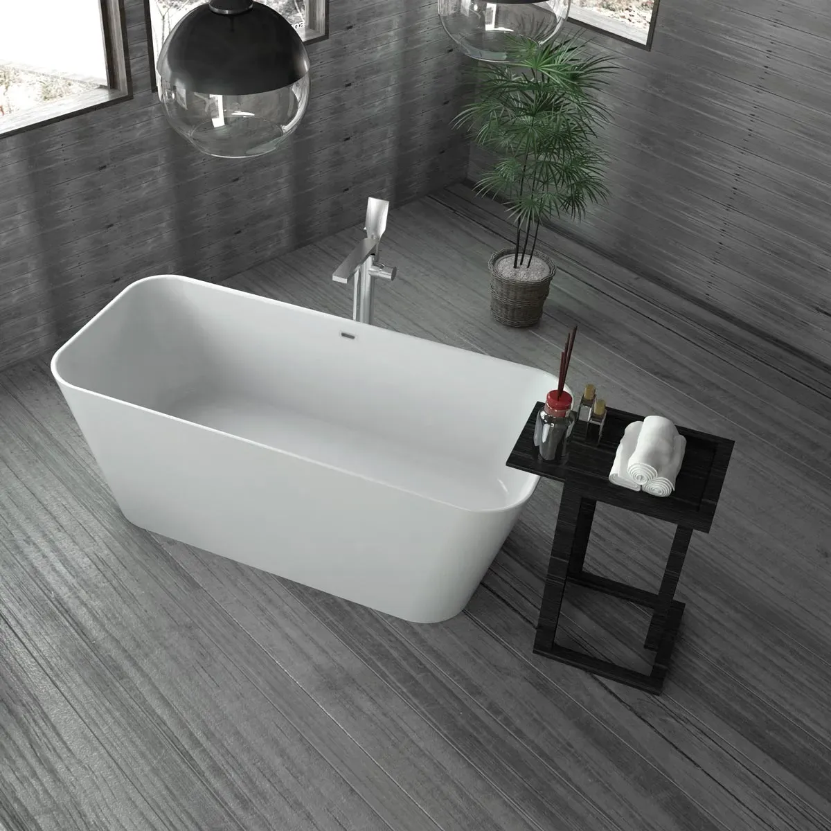 Freistehende Mineralguss Badewanne KZA-1882, Oberfläche: Glänzend