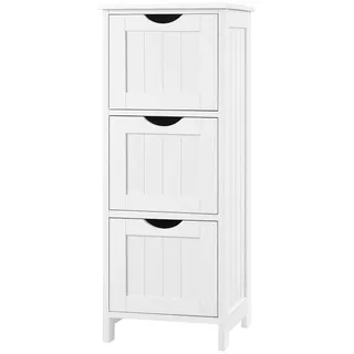 Woltu Badschrank, Badezimmerschrank mit 3 Schubladen, Beistellschrank für Badezimmer Wohnzimmer Küche, 32x81x30 cm, Weiß - Woltu
