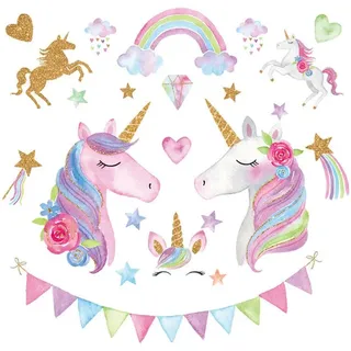 Einhorn-Regenbogen-Wandaufkleber, Wandaufkleber, Sternwolken, Wandaufkleber für Baby, Mädchen, Schlafzimmer, Wohnzimmer, Kindertagesstätte - Shining
