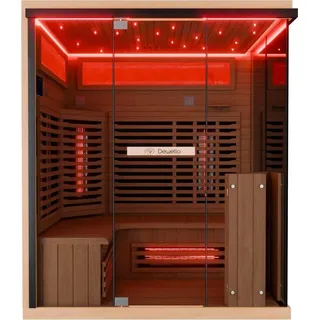 Dewello Dewello® Infrarotkabine Infrarotsauna KENORA 160x120 für 2-3 Personen aus Hemlockholz, Dual-Therm, mit Salzsteinoptik