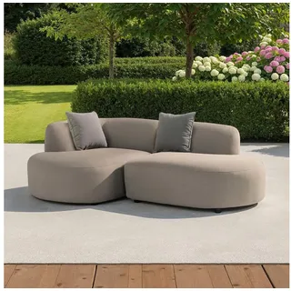 Idimex Set Outdoor-Sofa- beige mit Abdeckhaube und Kissen Gartensofa Balkonmöbel