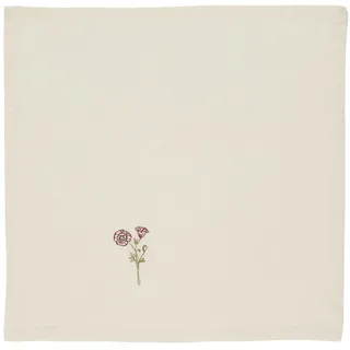 ib laursen Stoffserviette beige, 40cm, Stickerei Mohnblume