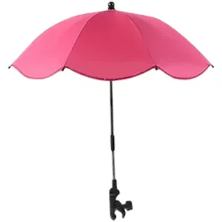Kinderwagen-Sonnenschirm mit UPF50+ – 360° Verstellbar & Wasserdicht – Universell für Buggy, Fahrrad, Rollstuhl & Strand – Leicht & Kompakt mit Klemme (Hot Pink)