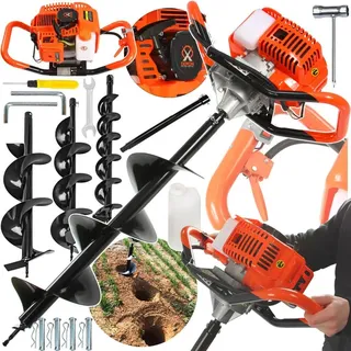 Demon Benzin Erdbohrer inkl. 3 Bohrer 62ccm 5,2 PS Erdlochbohrer Pfahlbohrer Erdbohrgerät