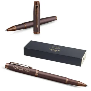 PARKER IM Professionals Monochrome Tintenroller mit Gravur | Premium Stift | Geschenkbox | schwarze Mine | personalisiertes Geschenk | Namen | Geburtstag (Burgundy)