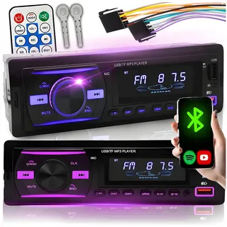 Athlix Auto Radio DAB+, Bluetooth, USB, Aux-Eingang, Sub-Out, Multicolour Autoradio (Freisprechfunktion, App-Steuerung, Schnellladung) schwarz