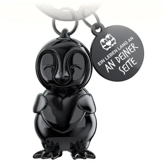 FABACH Pinguin Schlüsselanhänger Frosty mit Herz - Glücksbringer Pinguin Geschenke Freundin - Partner Geschenke Liebe Schlüsselanhänger Paare Jahrestag - Gravur Ein Leben lang an deiner Seite