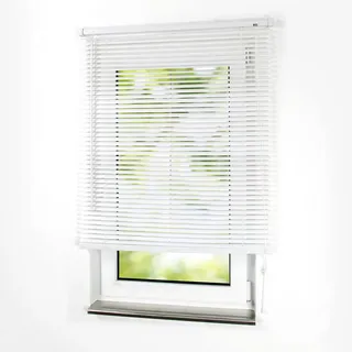 PVC Kunststoff Jalousie Kunststoffjalousie Weiß Lamellen Fenster Tür Rollo - Breite 40 bis 180 cm - Länge 160 und 220 cm Jalousette Plastik Lamellenjalousien (140 x 220 cm)