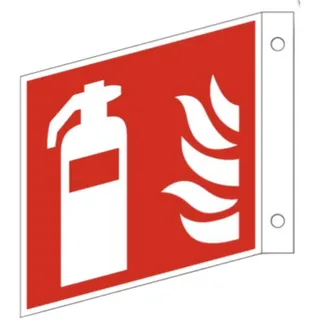 MBS-FIRE® Feuerlöscher Fahnenschild Nach ISO 7010, Nachleuchtend Oder Nicht Nachleuchtend, Größe: 150x150 Oder 200x200mm