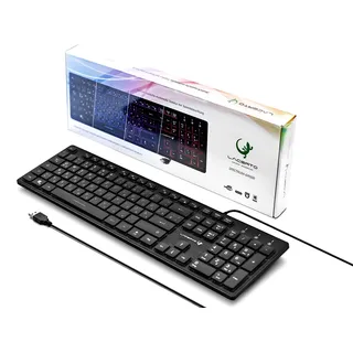 Lacerto Lacerto® | Bilinguale Russisch-Deutsche beleuchtete Tastatur, USB, Spritzwassergeschützt, Deutsch + Russisch, Russian-German Illuminated Multimedia Keyboard | SPECTRUM-DR500