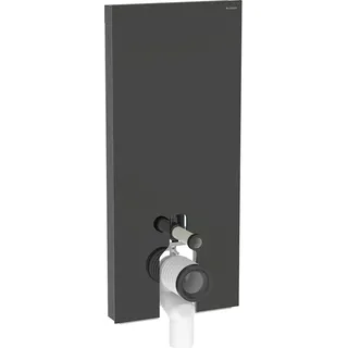 Geberit Monolith Sanitärmodul für Stand-WC, 114cm, Wasseranschluss hinten mittig, mit P-Anschlussbogen, 131033SJ6 Bauhöhe Front Glas schwarz, Aluminium schwarzchrom