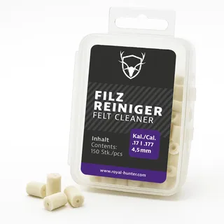 Royal Hunter ® - Filz-Laufreiniger I Laufreiniger aus Filz für Gewehre, Flinten, Pistolen & Revolver, Filz-Reiniger für alle Kaliber zur Waffenreinigung & Waffenpflege (Kal./Cal 17 I .177 4,5 mm)