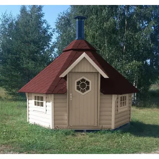 Grillkota mit Grillanlage Pavillon Gartenhaus Grillhütte Kota Grillhaus Holz