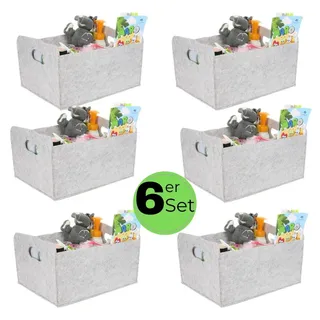 GarPet 6x Aufbewahrungsbox faltbar Stoff Aufbewahrungskorb faltbar Schrank Organizer Filzkorb Aufbewahrung faltbare Stoffbox klein 25x31x15 hellgrau