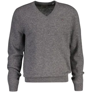 GANT Herren, Strickpullover, V-Neck, Wolle, - EXTRAFINE LAMBSWOOL V-NECK grau melange), L,