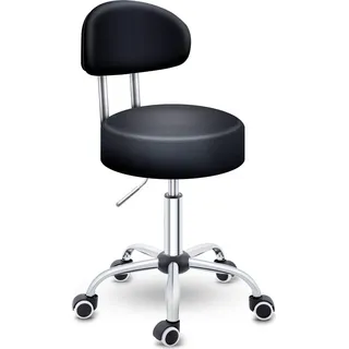 TRESKO Rollhocker Kunstleder Schwarz