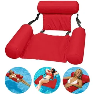 1-teilige Pool-hängematte, Liege-schwimmstuhl, Aufblasbarer Poolstuhl, Faltbare Schwimmende Wasserhängematte, Liege-schwimmhängematte Für Erwachsene (rot)