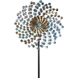 Kobolo Windrad Dekostecker Twist XXL, 60x215 cm, Mehrfarbig, XXL Metallwindrad, wetterfest & stabil, dekorativer Gartenstecker für Beet, Rasen & Vorgarten