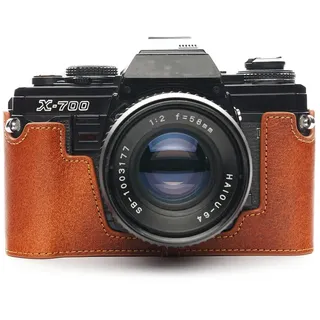 Handgefertigt aus echtem echtem Leder halbe Kamera Tasche Tasche Abdeckung für Minolta X-700 X700 Rufous Farbe