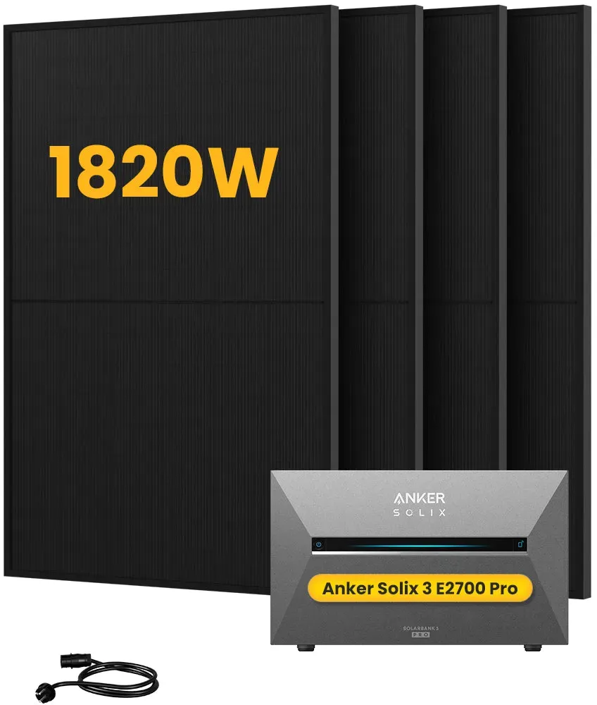Anker SOLIX Solarbank 3 E2700 Pro, mit 4 x 455 Bifaziale Solarmodule, by Powerness - 2.7kWh / ohne Zubehör / Selbstabholung