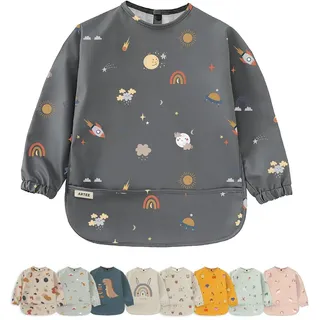 Artee Lätzchen Lätzchen mit Ärmeln und Auffangtasche in Größe M für 12-36 Monate bunt