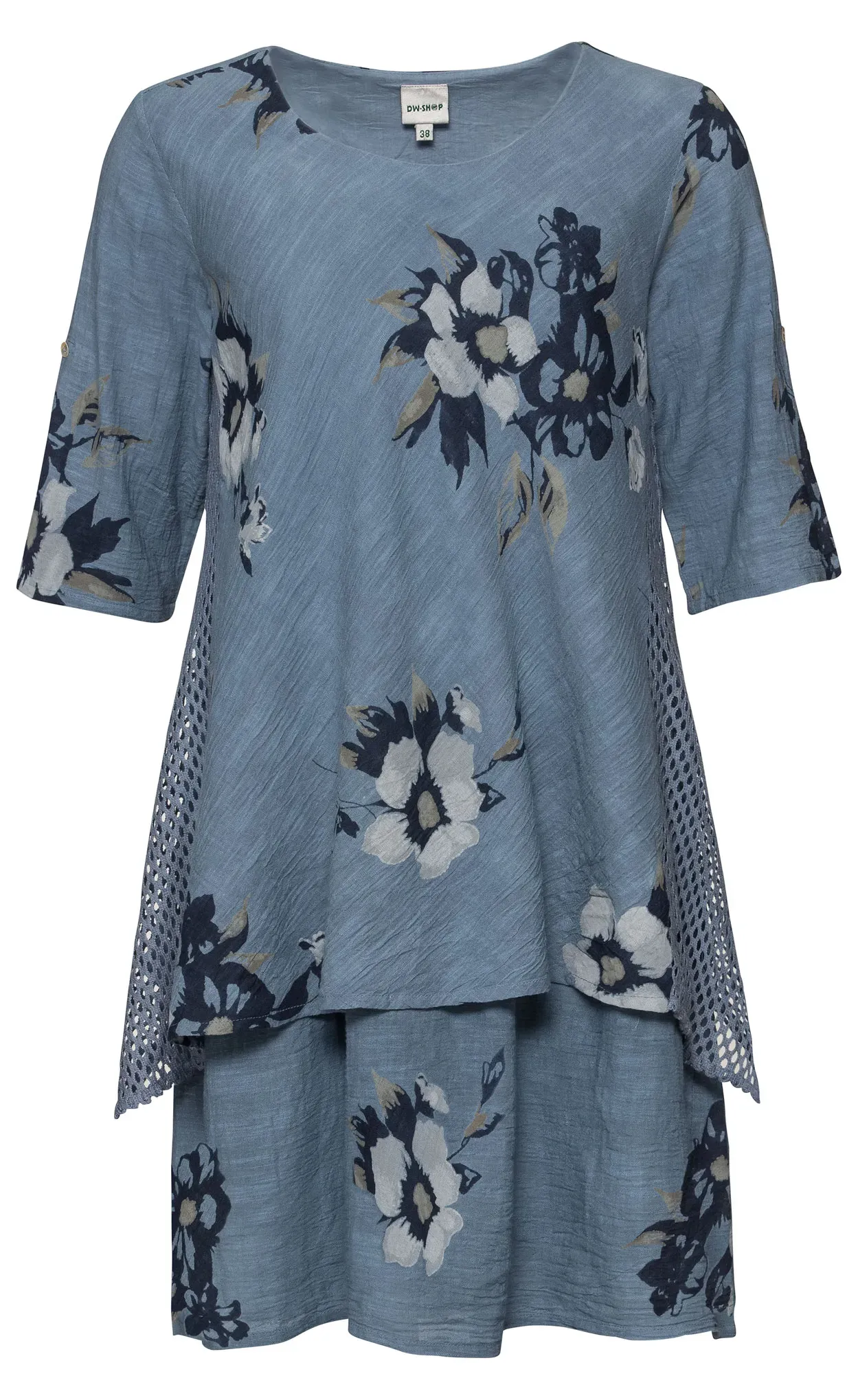 Baumwoll-Kleid, Druck blau, 38