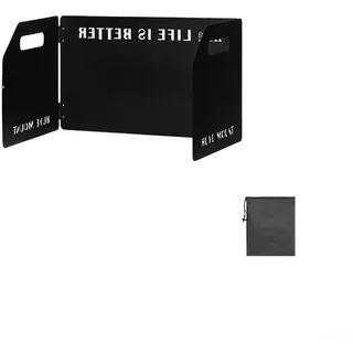 Kompakter Windschutz für Campingkocher, 3-teiliges Aluminium-Design mit Tragetasche (schwarz)