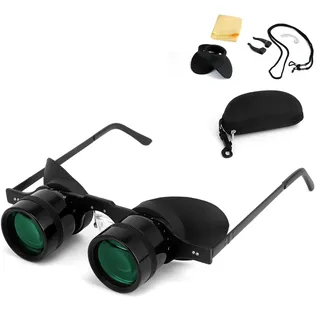 SENMONUS Professionelle Freihändige Fernglasbrille zum Angeln, Vogelbeobachtung, Sport, Konzerte, Theater, Oper, Fernsehen, Sight Seeing, Freihändige Opernbrille für Erwachsene (Grünfilmoptik) - Upgraded
