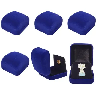 nbeads 6 Stk. Samt Anstecknadel Display Box, 5.3x5.85x3.55cm Anstecknadel Aufbewahrungsboxen Broschen-Sammlung Display-Halter für Schmuck Organizer, Preußisch Blau