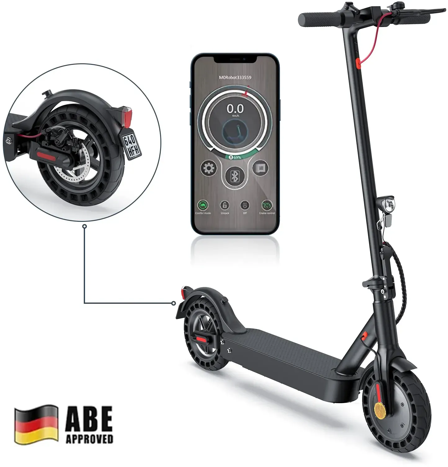isinwheel Sale E9TMAX E-Scooter Mit Straßenzulassung 500W 24,8Meilen (ABE,eKFV)