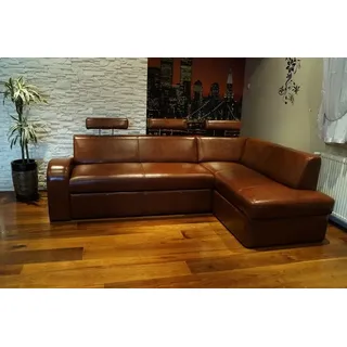 Italienisches Leder Ecksofa 100% Echt Leder Sofa Eckcouch mit Bettfunktion