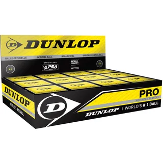 Dunlop Sports Squashbälle Pro doppelGelb, 12 Stück, Offizieller Turnier-Squashball