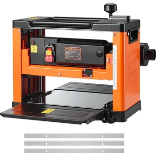 Vevor Dickenhobel, Dreiblatt, 330 mm breiter Arbeitstisch, Hobelmaschine, 2000 W, Hobel 23500 U/min, Doppelrollen, Überrollschutz, Holzbearbeitung mit Einzelgeschwindigkeit, für Hart- & Weichholz