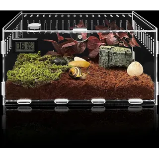 Acryl Terrarium Schnecken Terrarium, 30 * 20 * 15cm Reptile Growth Mini PC TerrariumTransparent Reptile Behälter für Schnecken,Insekten,Vogelspinnen,Springspinne,Leopard Gecko,Einsiedlerkrebs