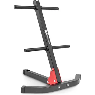 HOP SPORT Hantelscheibenständer - Hantelständer mit Hantelscheiben- und Langhantelablage - 4 Scheibenaufnahmen bis 200kg - Gewichteständer ideal für Krafttraining & Home Gym, stabiler Stahl