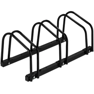 Relaxdays Fahrradständer Bodenständer für 3 Fahrräder schwarz