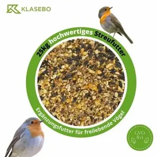 KLASEBO Streufutter 25 kg, Vogelfutter Wildvogelfutter 4 Jahreszeiten Premium Mischung