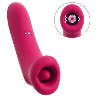 Auflegevibrator „Oral Fun“ mit Saug-Mund & Vibro-Zunge, pink