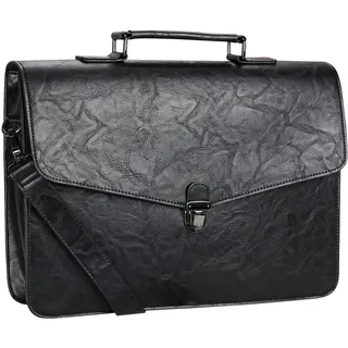 ESTARER Aktentasche Herren Leder, Laptoptasche 15.6 Zoll Groß Business Arbeitstasche für Arbeit, College, Reisen, Schwarz