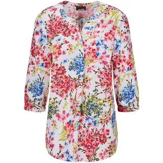 GOLDNER Tunika GOLDNER "Schlupfbluse mit floralem Muster", Damen, Gr. 38, bunt (bunt, gemustert), Obermaterial: 100% Polyester PES., figurumspielend, V-Ausschnitt, Tuniken, Schlitze an der Seitennaht