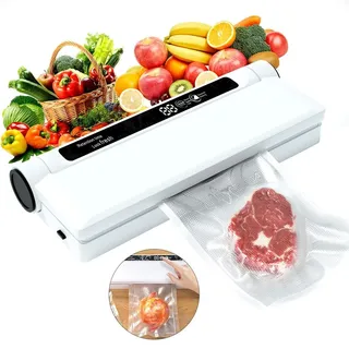 Vakuumiergerät für Lebensmittel,Vacuum Sealer, 60 KPA starke Saugkraft,Trocken-/Nass-Modus, 20 Vakuumierbeutel für Lebensmittel, für Küche zu ...