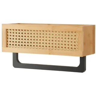 [en.casa] - Wandregal Tervola 36x13x19 cm Bambus Rattanoptik