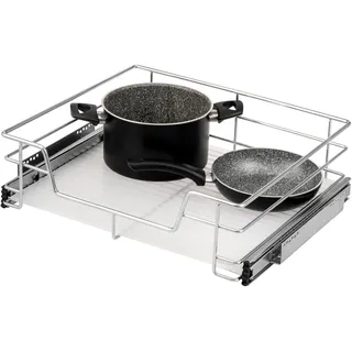 bremermann Teleskopschublade 60 cm mit Einlegeboden, Küchenschublade zum Nachrüsten, Schrankauszug aus Metall 57x14x44 Küchenzubehör