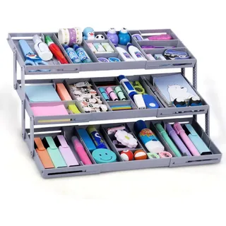 Belle Vous Erweiterbarer Schubladenorganizer - 3-stufiger Kommode Organizer für Make-up und Schmuck - Küchen Gadgets - Schubladenorganizer Küche - Büro Gadget - Badezimmer Gadgets