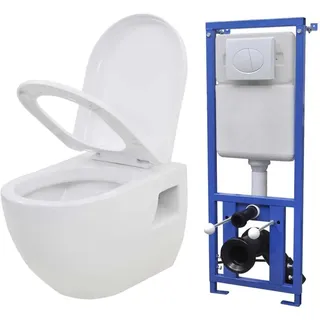 vidaXL Hänge-Toilette mit Einbau-Spülkasten Keramik Weiß