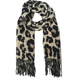 stylx Damen Schal mit LEOPARD Muster, mit FRANSEN, Modische und Eleganter offener Schal Langer Schal Winter und Herbst Leo Schals für Frauen (beige)