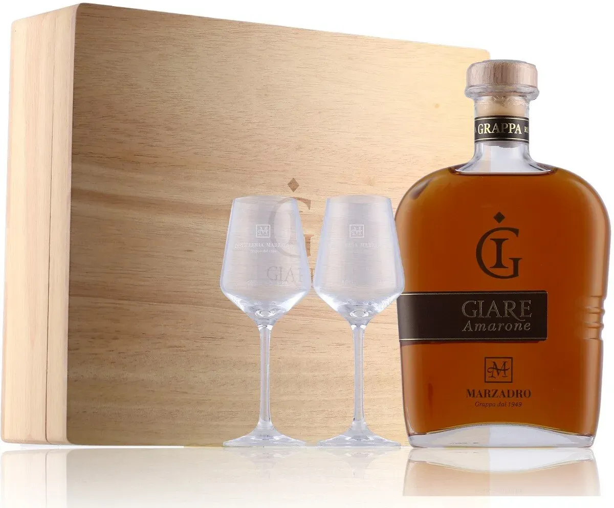 Marzadro Giare Amarone Grappa 41% Vol. 0,7l in Geschenkbox mit 2 Gläsern