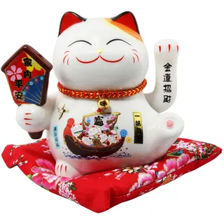 Freak Scene Glückskatze - Maneki-Neko - Winkekatze aus Porzellan 15,5 cm weiß - Maneki Neko 02