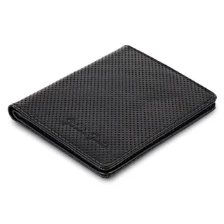 Jaimie Jacobs SLIMSTAR Geldbeutel dünne Geldbörse Leder Slim Wallet Hochformat Herren (Lochleder Schwarz)